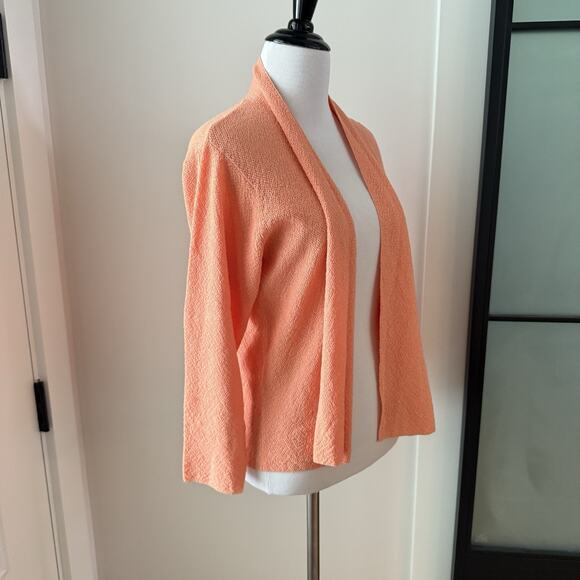 Eileen Fisher Cardigan Women’s Size Large 100% Wool Open Front Orange Peach - Picture 3 of 11